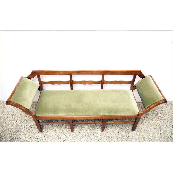 Image 1 of Vintage sofa in walnoot en fluweel, Italië 1950