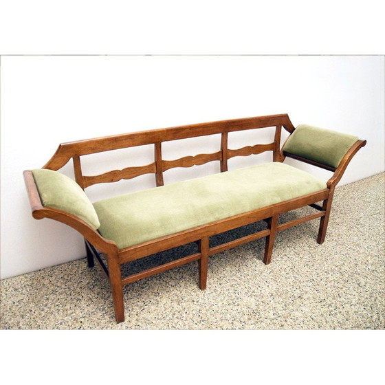Image 1 of Vintage sofa in walnoot en fluweel, Italië 1950