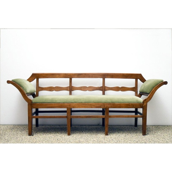 Image 1 of Vintage sofa in walnoot en fluweel, Italië 1950