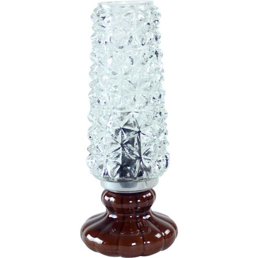 Mid century tafellamp van keramiek & glas, Tsjecho-Slowakije 1960