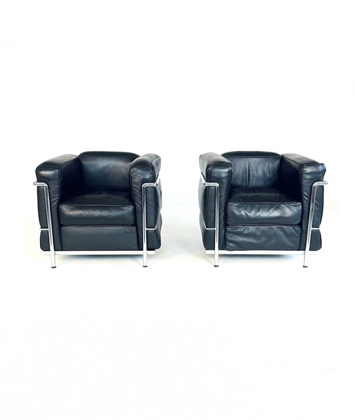 2X Leren Buisframe Fauteuils