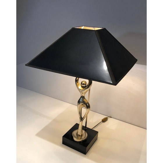 Image 1 of Vintage messing lamp met een gestileerde danseres, 1970