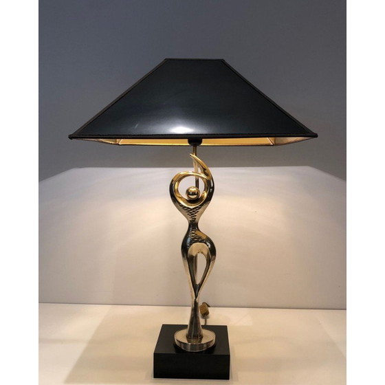 Image 1 of Vintage messing lamp met een gestileerde danseres, 1970