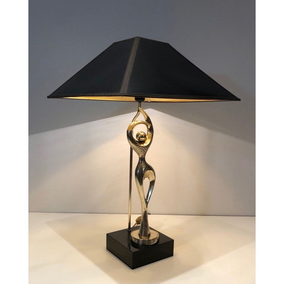 Image 1 of Vintage messing lamp met een gestileerde danseres, 1970