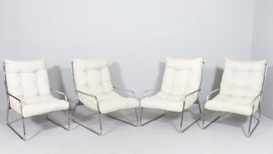 Image 1 of 4x Mid Century sledestoel/armstoel van Gillis