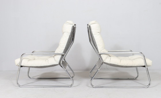 Image 1 of 4x Mid Century sledestoel/armstoel van Gillis