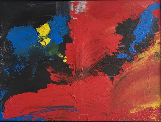 Image 1 of Almee Red Blue Black  Acryl Schilderij Afm 80X 60 Cm