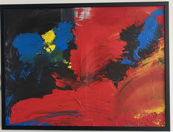 Image 1 of Almee Red Blue Black  Acryl Schilderij Afm 80X 60 Cm