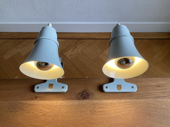 Image 1 of 2x Vintage Philips klemlamp