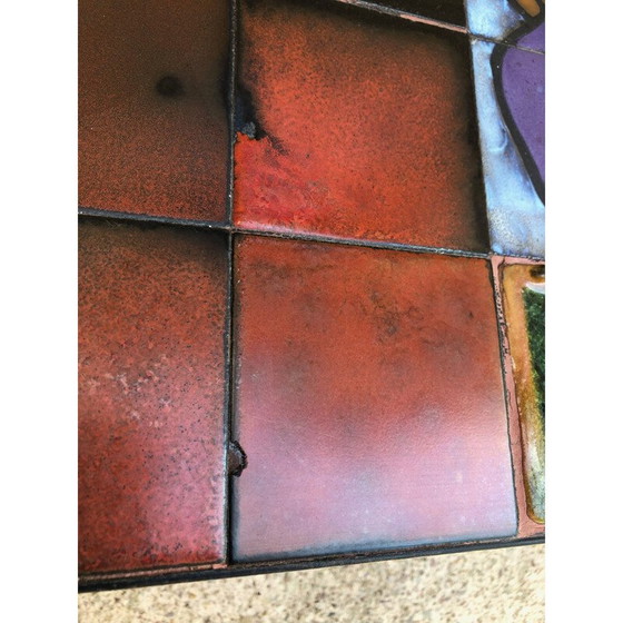 Image 1 of Vintage keramiek en metalen salontafel, 1960