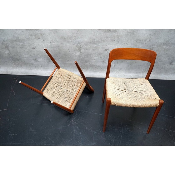 Image 1 of Paar vintage model 75 teakhouten stoelen van Niels Møller voor Jl Mollers, 1950