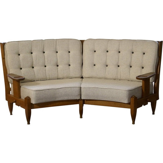 Image 1 of Vintage 3-zitsbank "Véronique" in eikenhout van Guillerme en Chambron voor Your Home, 1970