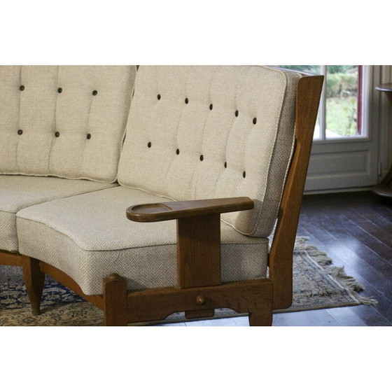 Image 1 of Vintage 3-zitsbank "Véronique" in eikenhout van Guillerme en Chambron voor Your Home, 1970