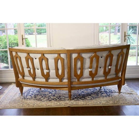 Image 1 of Vintage 3-zitsbank "Véronique" in eikenhout van Guillerme en Chambron voor Your Home, 1970