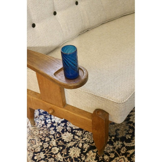 Image 1 of Vintage 3-zitsbank "Véronique" in eikenhout van Guillerme en Chambron voor Your Home, 1970