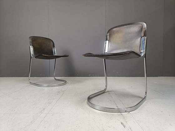 Image 1 of Set van 6 Vintage Cantilever Italiaanse Eetkamerstoelen van Cidue, 1970S