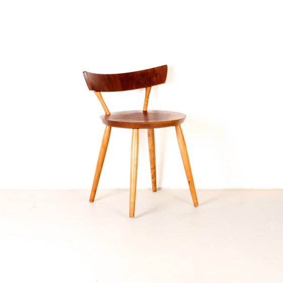 Image 1 of Vintage walnoten bijzetstoel