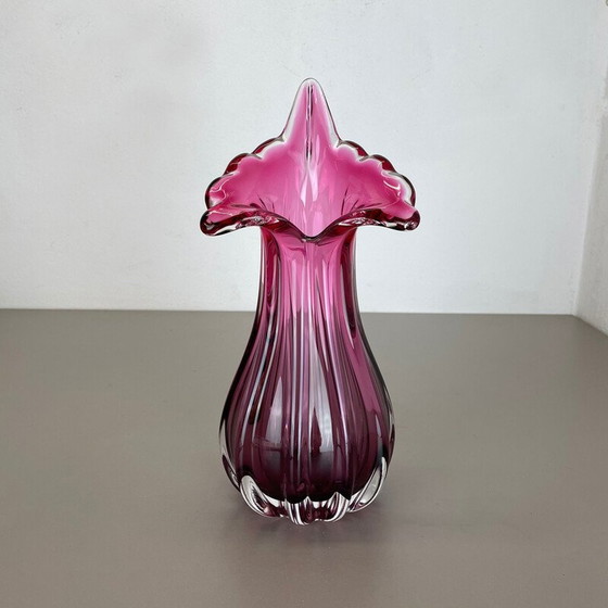 Image 1 of Vintage veelkleurige bloemenvaas van Murano glas Sommerso, Italië 1970