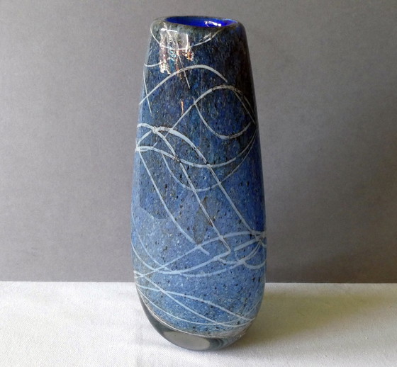 Image 1 of Designvaas, zwaar, dik glas, jaren 1980, fabrikant onbekend