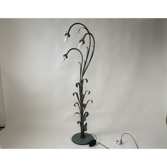 Image 1 of Vintage metalen vloerlamp in de vorm van een lelie, Frankrijk