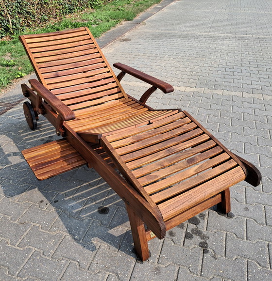 Image 1 of Hartman Prestige Teak Ligbed Met Hartman Kussen Havana Blue