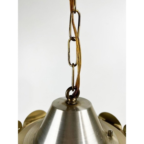 Image 1 of Vintage ophanging van messing en getextureerd glas door Vitrika, Denemarken 1960