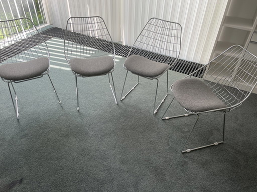 4x Pastoe wire chair gestoffeerd