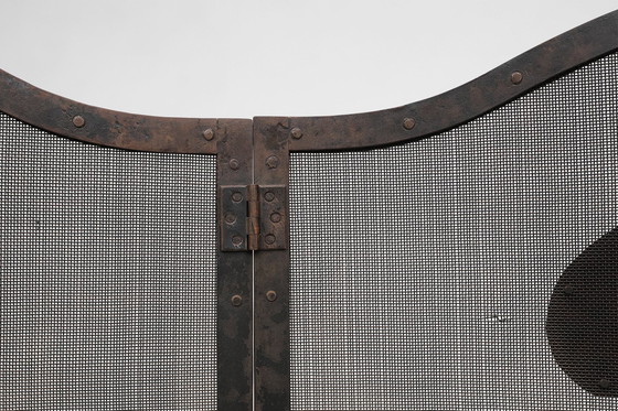 Image 1 of Frans Art Deco smeedijzeren haardscherm met 3 panelen