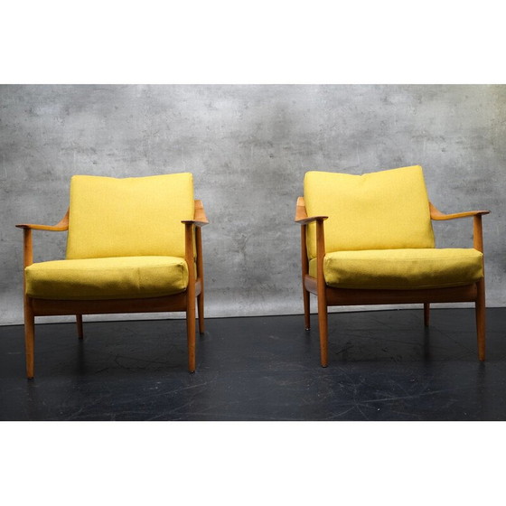 Image 1 of Paar vintage fauteuils in gele stof van Walter Knoll, Duitsland 1960