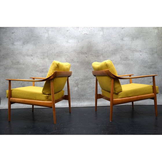 Image 1 of Paar vintage fauteuils in gele stof van Walter Knoll, Duitsland 1960