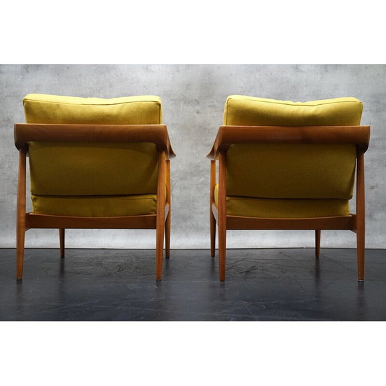 Image 1 of Paar vintage fauteuils in gele stof van Walter Knoll, Duitsland 1960