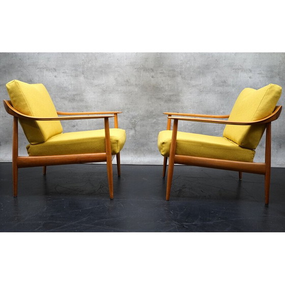 Image 1 of Paar vintage fauteuils in gele stof van Walter Knoll, Duitsland 1960