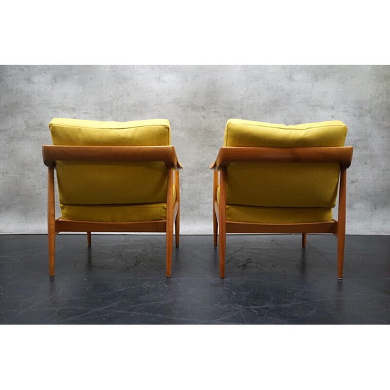 Image 1 of Paar vintage fauteuils in gele stof van Walter Knoll, Duitsland 1960