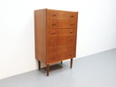 Hoge Deense Ladekast Vintage Teak