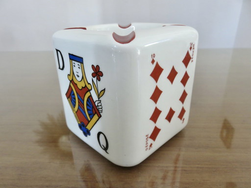 Keramische Jeu De Cartes asbak, Cognac Brugerolle, Frankrijk, 1960