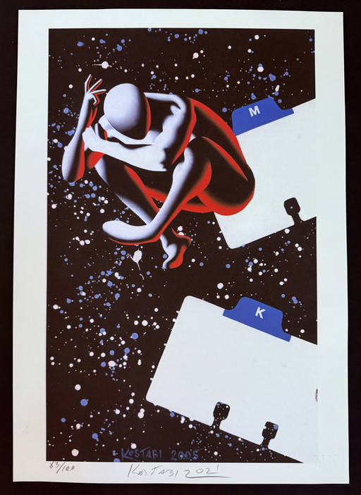 Mark Kostabi: Lithografie. Hand Gesigneerd. 83/100 Genummerd.