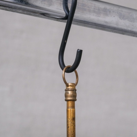 Image 1 of Vintage hanglamp van transparant glas en messing, Nederland 1950