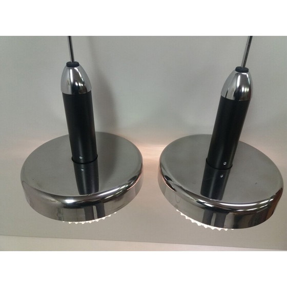 Image 1 of Paar vintage metalen kroonluchters, Tsjecho-Slowakije 1970