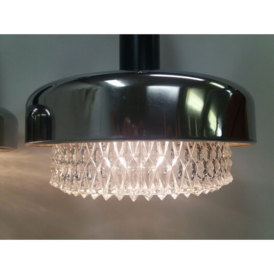 Image 1 of Paar vintage metalen kroonluchters, Tsjecho-Slowakije 1970