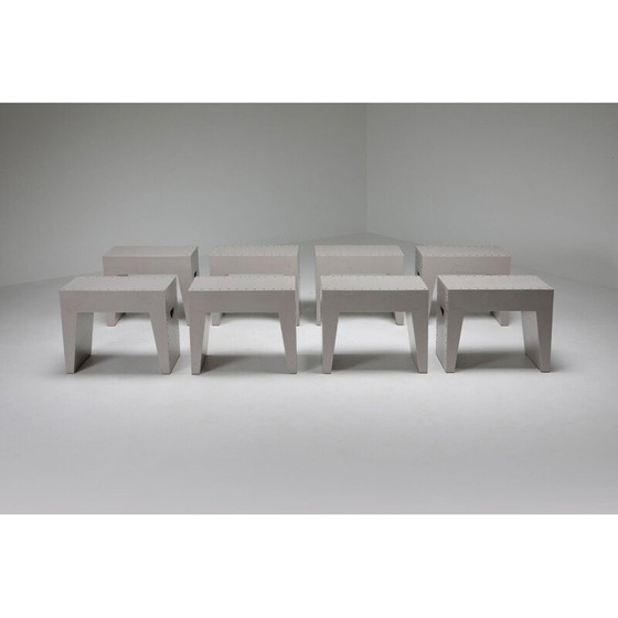 Image 1 of Set van 4 vintage minimalistische Bossche School krukjes van Dom Hans van der Laan & Jan de Jong, Nederland 1970