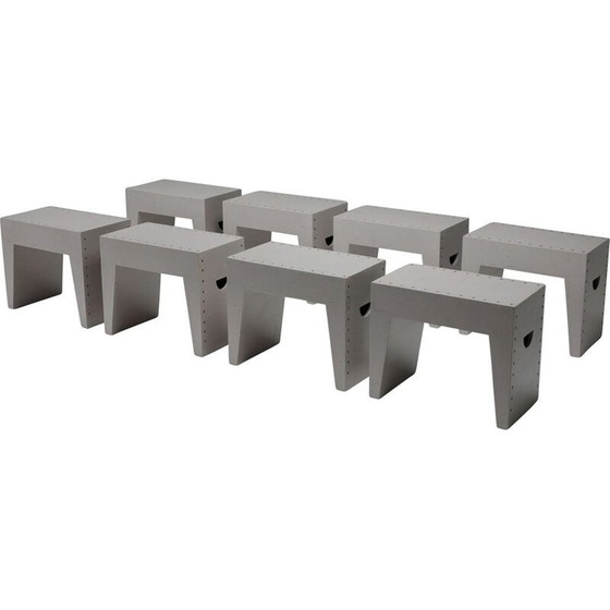 Image 1 of Set van 4 vintage minimalistische Bossche School krukjes van Dom Hans van der Laan & Jan de Jong, Nederland 1970