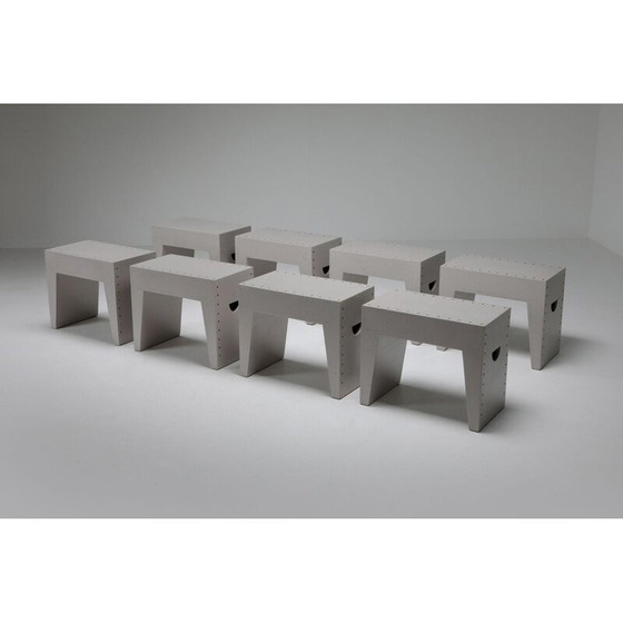 Image 1 of Set van 4 vintage minimalistische Bossche School krukjes van Dom Hans van der Laan & Jan de Jong, Nederland 1970