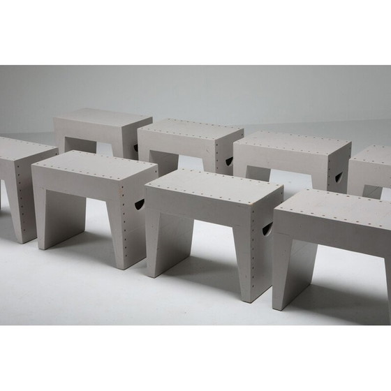 Image 1 of Set van 4 vintage minimalistische Bossche School krukjes van Dom Hans van der Laan & Jan de Jong, Nederland 1970