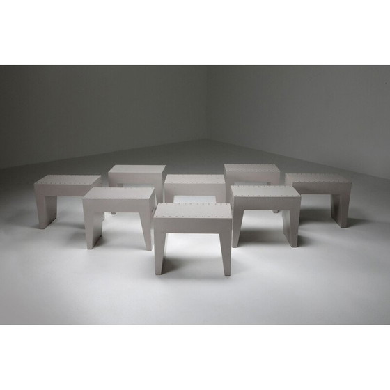 Image 1 of Set van 4 vintage minimalistische Bossche School krukjes van Dom Hans van der Laan & Jan de Jong, Nederland 1970