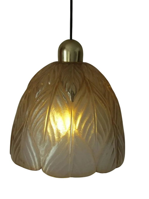 Plafond Hanglamp, Mid Century Modern, Art Deco, Hollywood Regency, Gatsby, Belle Epoque, Murano glas, Messing, Luxe vintage