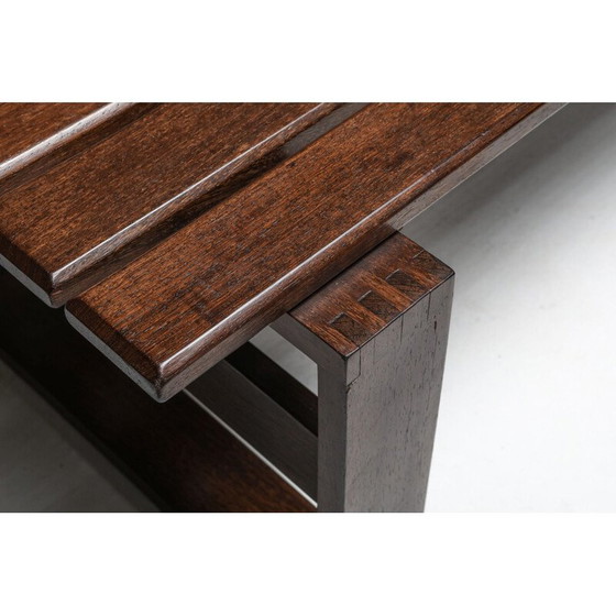 Image 1 of Vintage wengé lattenbank, Nederland 1960