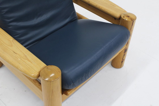 Image 1 of Vintage Massief Houten Fauteuil Hout En Leer