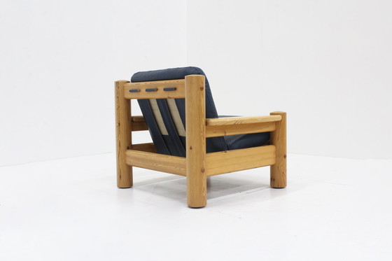 Image 1 of Vintage Massief Houten Fauteuil Hout En Leer