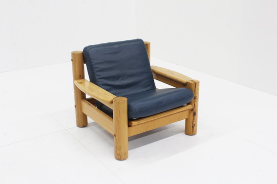 Image 1 of Vintage Massief Houten Fauteuil Hout En Leer