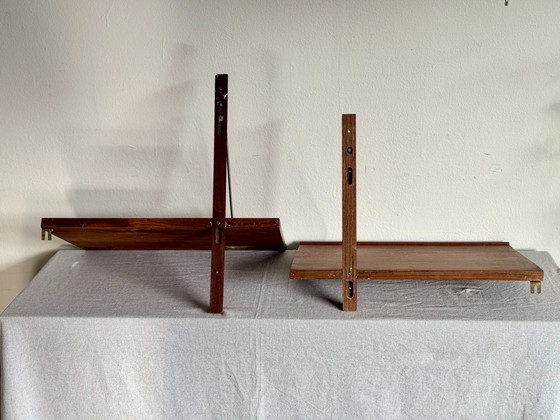 Image 1 of Vintage Teak Wandplankjes / Rekjes Jaren 60